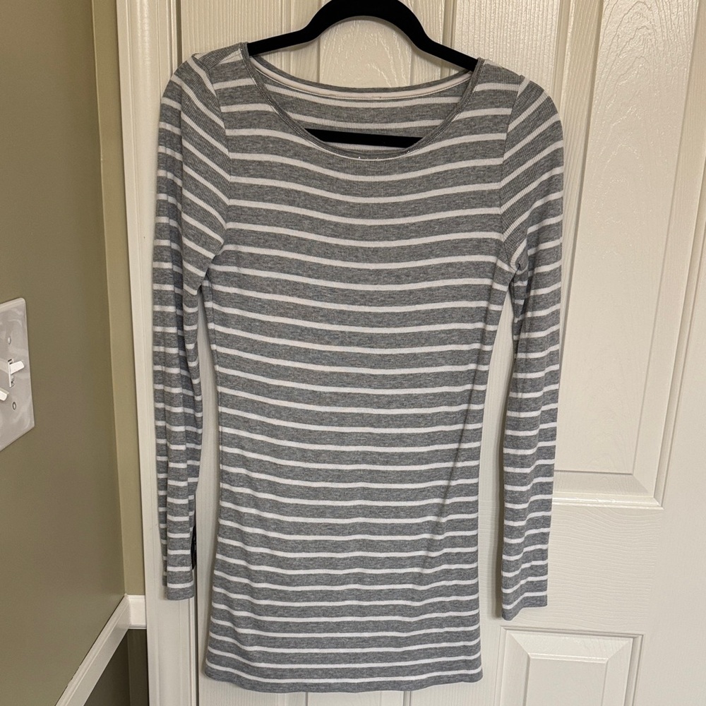 Gray and White Striped Women's Tunic